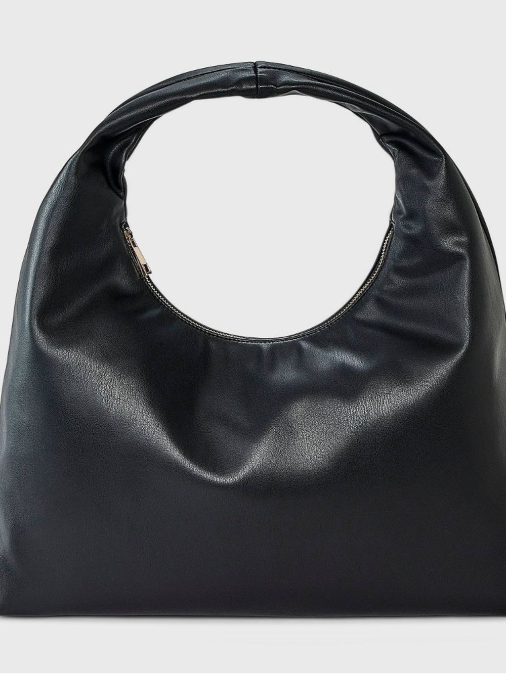 Faux Leather Soft Shoulder Hobo Bag - A New Day Black OS